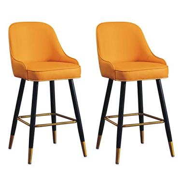 Imagem de Cadeiras de jantar cadeiras de sala de jantar conjunto de 2 bancos de bar de couro PU grosso acolchoado cozinha café da manhã cadeiras de bar com apoio de braço e apoio para os pés, bancos de bar de bar de encosto alto para casa cozinha balcão de ilha tudo é