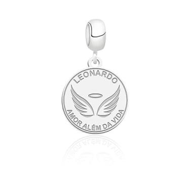 Imagem de Berloque Personalizado Redondo Mãe De Anjo Prata 925 Legítimo