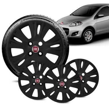 Imagem de Jogo 4 Calota Fiat Palio Essence aro 13 2014 a 16 Preta Fosc