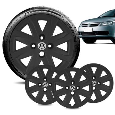 Imagem de Jogo 4 Calota Volkswagen Gol G5 aro 14 2013 a 15 Preta Fosca