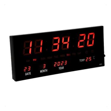 Imagem de RELÓGIO de Parede LED Vermelho DIGITAL Alto Brilho com Termômetro Data e Hora Academia Hospital Casa