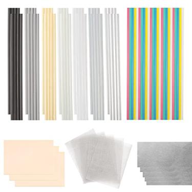 Imagem de 90 PCS hastes de solda de plástico ABS PP PU PE PA PC TPO 7 tipos de hastes de solda para pára-choques de carro, caiaques, soldador de plástico Kit de reparo com malha de aço inoxidável Kit de solda