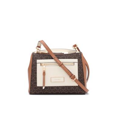 Imagem de Calvin Klein Bolsa transversal com compartimento triplo Hadley, marrom/cáqui/caramelo/branco, One Size