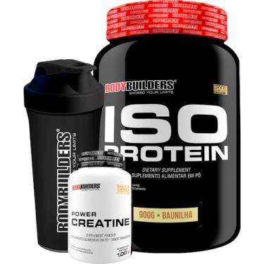 Imagem de Kit Whey Isolado Iso Protein 900g + Power Creatina 100g + Coqueteleira - Bodybuilders (Baunilha)