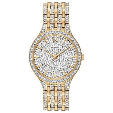 Imagem de Bulova Relógio feminino Crystal Phantom, Fantasma de cristal, Pulseira de cristal de quartzo dourado de aço inoxidável
