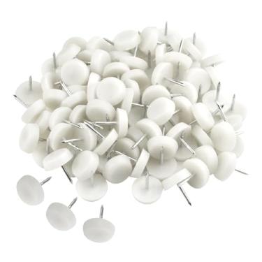 Imagem de TOVOT 100 peças Pés de Plástico Móveis Cadeira Perna de Mesa Diâmetro 15 mm Protetor Pad Glide Nails Branco