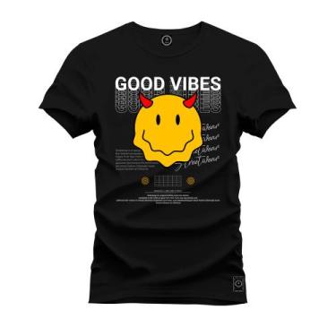 Imagem de Camiseta Casual Malha Confortável Estampada Good Vibes - Nexstar