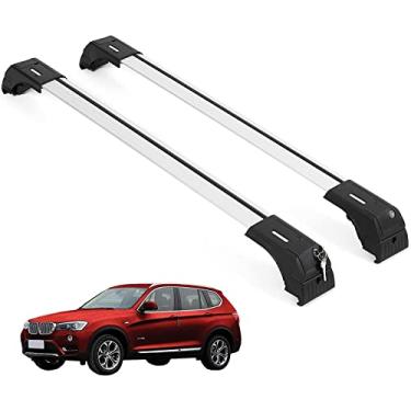 Imagem de ERKUL Barras transversais de rack de teto para BMW X3 F25 2011-2017 | Barras transversais de alumínio anti-roubo para telhado, transportador de carga, bagagem, caiaque, canoa, bicicleta | Prata