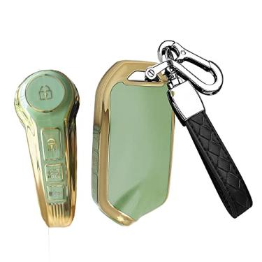 Imagem de HIBEYO Capa de chaveiro para Kia Stinger k900 K9 GT CK 2018 2019 2020 2021 2022 3/4 botão TPU capa de chave com chaveiros para acessórios Kia - verde