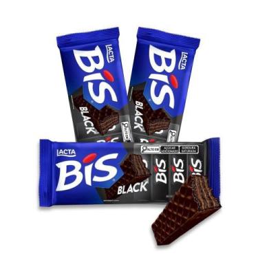 Imagem de Bis Black Chocolate Lacta Kit 3 Caixas Com 16 Unidades