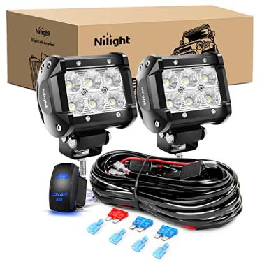 Imagem de Nilight Barra de luz de LED 2 pçs 18 W Luzes de LED Off Road 12 V 5 pinos Interruptor de balancim LED Kit de fiação de barra de luz de LED, 2 anos de garantia