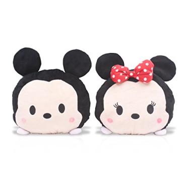 Imagem de FINEX Conjunto de 2 peças de travesseiro de pelúcia Mickey Mouse Minnie Mouse para descanso de pescoço e cabeça para viagem de carro