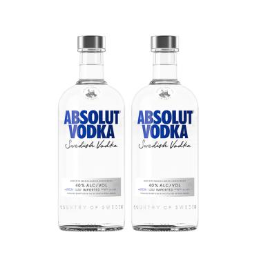 Imagem de Kit com duas Garrafas de Vodka Absolut Regular 1L