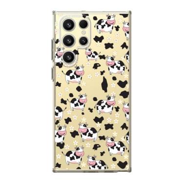 Imagem de Blingy's Capa para Samsung Galaxy S24 Ultra, design de vaca fofa para mulheres e meninas com padrão de flores engraçado desenho animado estilo animal transparente macio TPU capa transparente 6,8