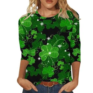 Imagem de Camiseta feminina de São Patrício Shamrock Lucky camisetas túnica verde festival irlandês, Vermelho, G