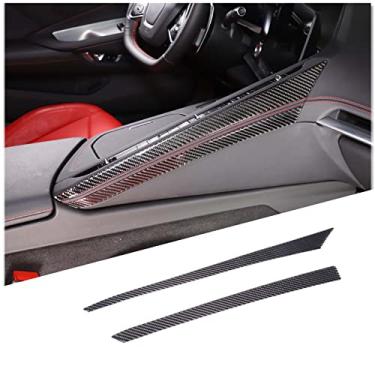 Imagem de CHEAYAR Acabamento adesivo de painel lateral esquerdo e direito de fibra de carbono 3D compatível com Corvette C8 Stingray Z06 Z51 2020 2021 2022 2023 para console central (preto - direito)