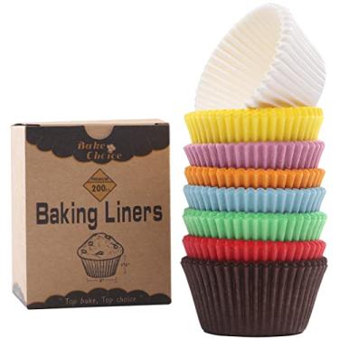 Imagem de Bake Choice 200 peças de forros de cupcake arco-íris padrão para assar, embalagens de cupcake de qualidade alimentar, forros de muffin de pergaminho à prova de gordura para decorações de Natal