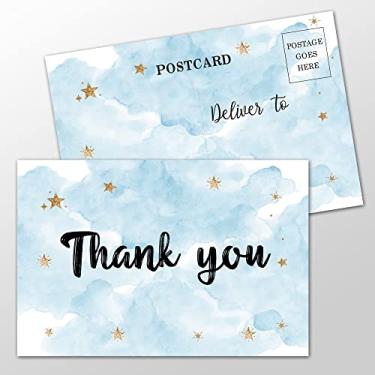 Imagem de Cartões postais de agradecimento Moon and Stars - Twinkle Twinkle Little Star Cartões de agradecimento em branco para chá de bebê, chá de panela, casamento, aniversário, negócios, celebrações, festa