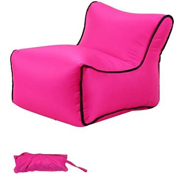 Imagem de QIROG Cama de ar portátil ao ar livre material à prova de rasgos de nylon insuflável preguiçoso do sofá - vermelho