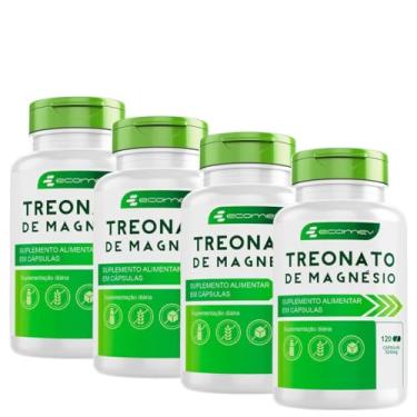 Imagem de Kit 4Un Magnesio Treonato 100% Puro 500mg 480Cáps Maxima Absorção Ecomev