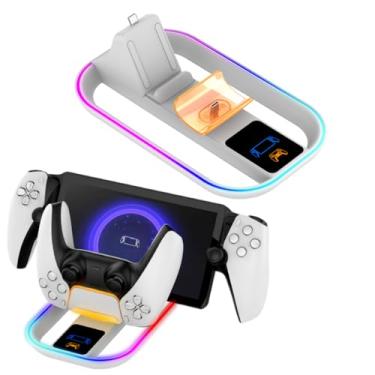 Imagem de Suporte de carregamento para player remoto PS Portal, estação de dock de carga portátil com 14 modos de luz RGB e cabo tipo C, suporte portátil de base de carga para Portal/901