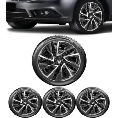 Imagem de Jogo 4 Calotas Esportivas DS4 Preto/Prata aro 14 RLT Sandero Logan Clio Megane Fluence Symbol