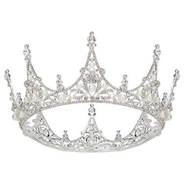 Imagem de AW BRIDAL Tiara para mulheres, tiara para casamento, aniversário, bolo, quinze anos, concurso, formatura, faixa para presente de Natal, prata, 1 Count (Pack of 1), Metal