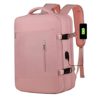 Imagem de Mochila Notebook Feminina Masculina Executiva Impermeável Mochila Antifurto Para Trabalho Faculdade Viagem Bagagem de Mão Notebook 15,6 Porta USB Preta (Rosa)