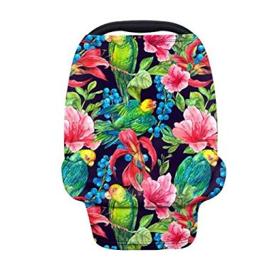 Imagem de GOSTONG Florals Parrot Capa para assento de carro para bebê, cachecol de amamentação, xale, tecido elástico para cadeirinha de carro para carrinho, cadeira alta, carrinho de compras, presente de chá de bebê e menina