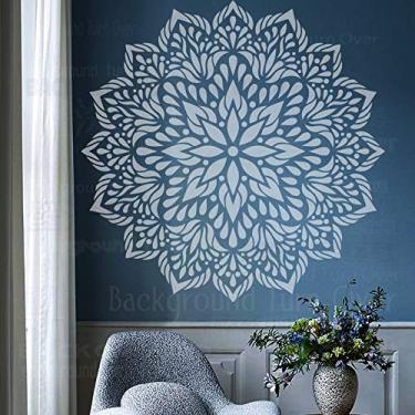 Imagem de Estêncil redondo étnico árabe indiano mandala gigante de 70 cm para decoração de azulejos, paredes de mandala, grandes padrões, móveis, nicho, parede, modelos, reutilizáveis, pintura