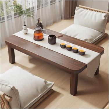 Imagem de Mesa baixa de café japonesa, mesa de tatami, mesa de chá zen, mesa de centro multifuncional, mesa vintage para sala de estar, quarto, janela saliente, marrom, 100x48x32cm