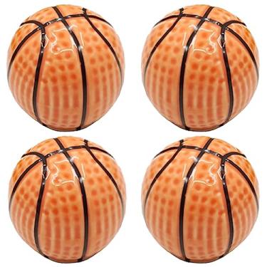 Imagem de Tverghvad Puxadores de cômoda de basquete de cerâmica, [pacote com 4] Puxadores e puxadores de gaveta de basquete decorativos, puxadores de móveis de cozinha para meninos