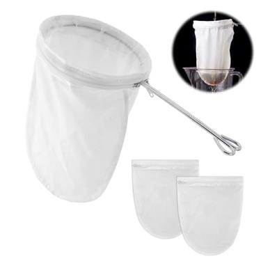 Imagem de Sacos de filtro de malha ultrafina, filtro de malha fina reutilizável com alça, coador de iogurte, panos de queijo, adequado para filtrar chá, iogurte, suco, banha, gordura de bacon, café e leite