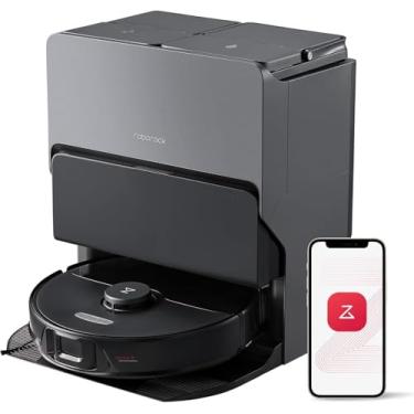 Imagem de Robô aspirador/passa pano Roborock S8 Max Ultra, esfregão autolimpante/secante FlexiArm elevação 20mm, detecção sujeira, autoesvaziamento, sucção 8000Pa, desvia obstáculos, autoadição solução, preto