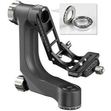 Imagem de WEYLLAN Cabeça de tripé gimbal profissional Estabilizador cardan de fibra de carbono resistente para câmera DSLR 360° Panoramic Shooting PH8 com Arca Swiss 1/10.2 cm e 3/20.3 cm placa QR Carga máxima