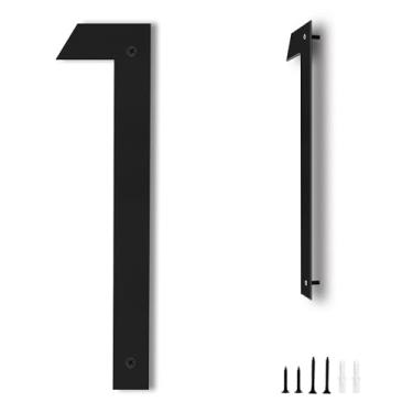 Imagem de ziyue Números de casa de 30,5 cm para fora de casa moderna números de endereço metal flutuante placa de endereço residencial para uso externo de 0-9, preto (1)