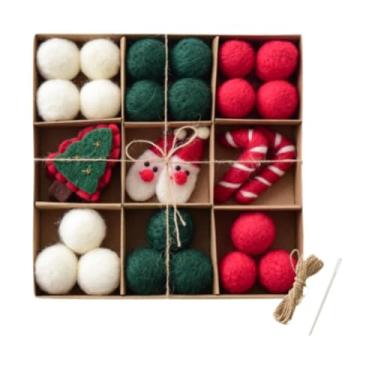 Imagem de Amagogo Conjunto de guirlanda de bolas de feltro de Natal faça você mesmo, decoração de Natal, lindos enfeites de Natal pendurados para árvore de Natal de, Papai Noel