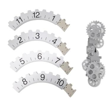 Imagem de Relógio de parede grande, engrenagem 3D vintage industrial silencioso com numerais romanos, relógio de parede com roda horária mecânica rotativa para sala de estar, sala de (Silver)