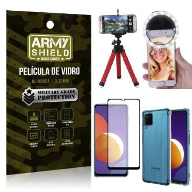 Imagem de Kit Galaxy M12 Tripé Flex + Flash Ring + Capa Anti Impacto + Película 