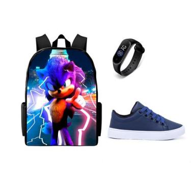 Imagem de Mochila Escolar lançamento Masculina Mais Tenis Casual juvenil E Relog