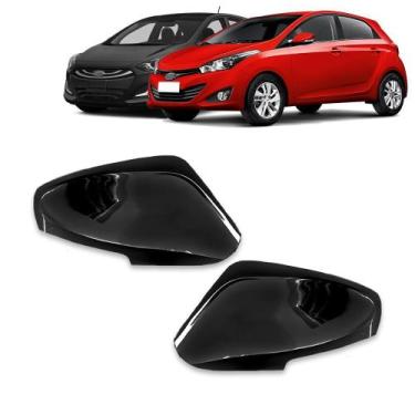 Imagem de Par Aplique Preto Brilhante para Capa Retrovisor Hyundai HB20 2013 201