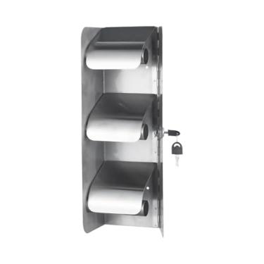 Imagem de WeiLaiKeQi Porta-lenços Suporte Triplo para Papel Higiênico com Trava Antirrespingos para Banheiro Suporte para 3 Rolos Armazenamento para Lenços Umedecidos Disp, Argento, Tamanho real