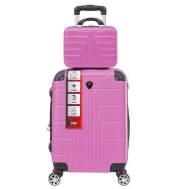 Imagem de Kit Mala De Viagem Bordo 10kg ANAC Frasqueira Média Tripx, Rosa