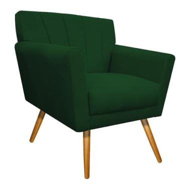 Imagem de Poltrona Decorativa Laura Pés Palito Mel Suede Verde - Amarena Móveis