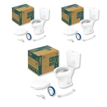 Imagem de Kit 3 Vaso Sanitário com Caixa Acoplada e Assento com Abertura Acesso Celite Branco