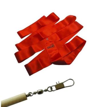 Imagem de Kit Baby Estilete madeira com Fita Cetim 4M Dicat Sports, Vermelho
