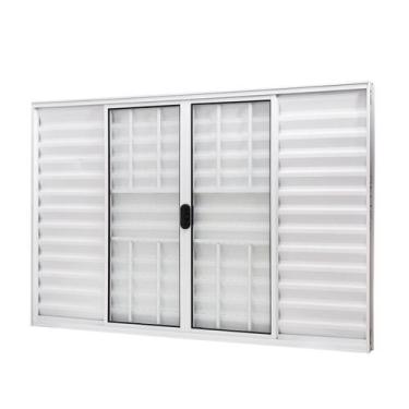 Imagem de Janela de Aluminio Veneziana 100x120cm 6 Folhas com Grade e Vidro Liso