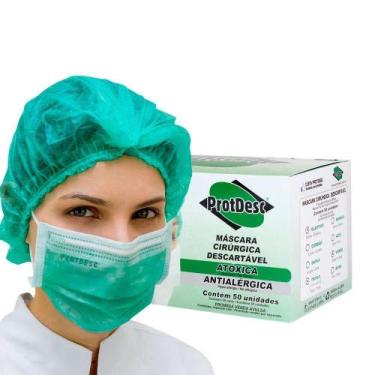 Imagem de Mascara Descartável Protdesc Verde com 50 unidades com Anvisa