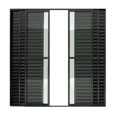Imagem de Porta balcão 6 folhas 2,10x2,00 com fechadura no alumínio preto - Come