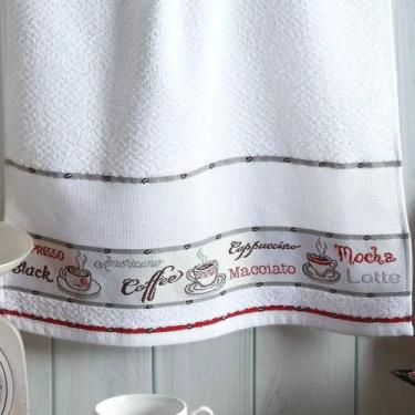 Imagem de Pano de Copa Dohler Jacquard Vigo Para Bordar Coffee, Branco Coffee, 4